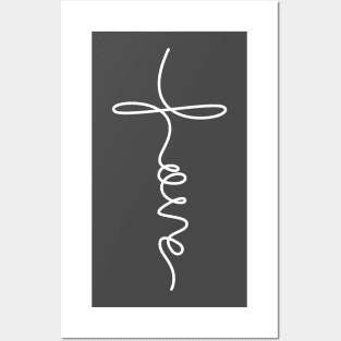 'Love' Cross Religious Christian Design in white Posters and Art